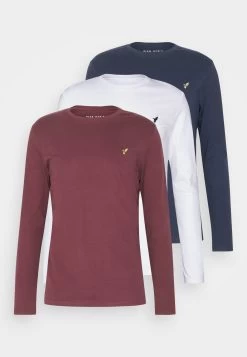 Pier One 3 Pack Unisex - T-Shirt À Manches Longues - White/Dark Blue/Bordeaux -Pier One 00fb62a16a384865a8c2dc59b9b45b3a