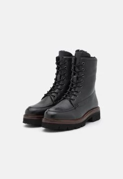 Pier One Leather Winter Boot - Bottines À Lacets - Black -Pier One 4eba4b3ac1c240ad90bc34ac13616347