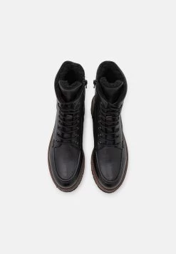 Pier One Leather Winter Boot - Bottines À Lacets - Black -Pier One 5535d8d9274f472da52513465a503a1f