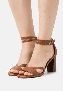 Pier One Leather - Sandales À Talons Hauts - Cognac